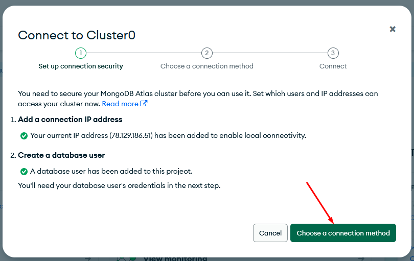 Choose connection method