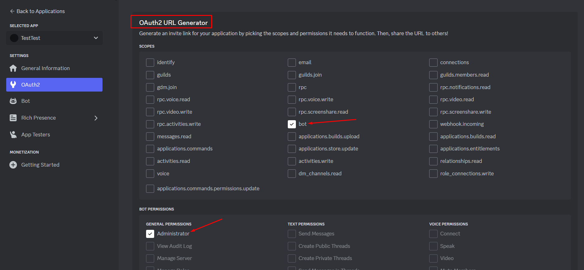 Настройки OAuth2