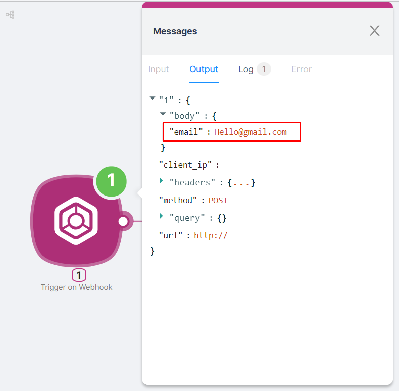 Email в выходных данных