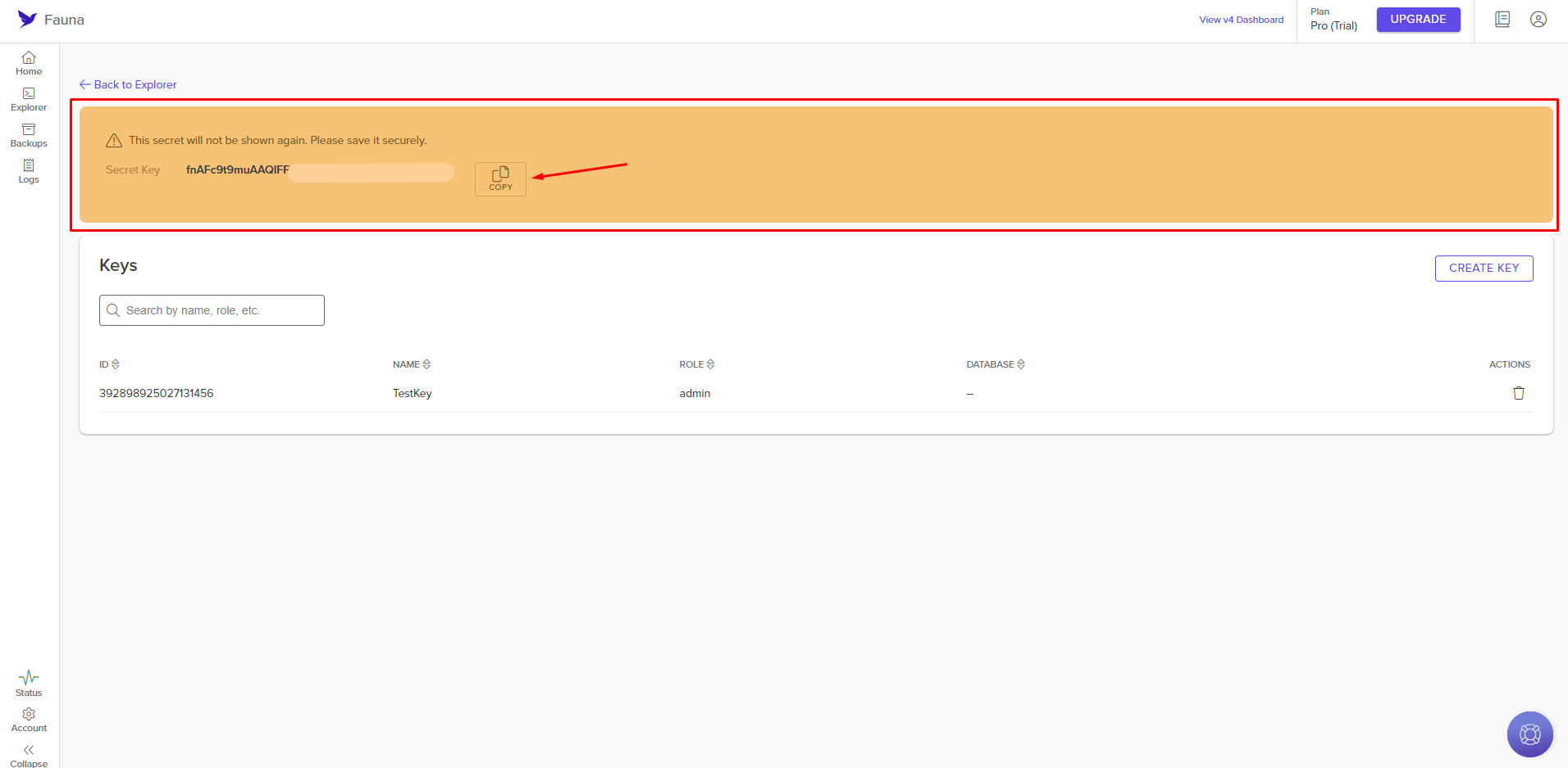 Копирование ключа