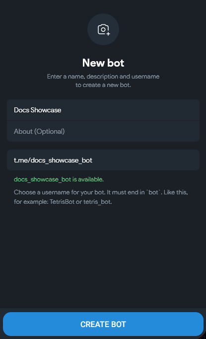 Создание бота в BotFather