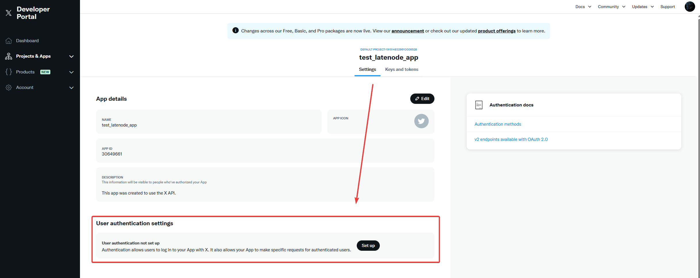 Authentication settings
