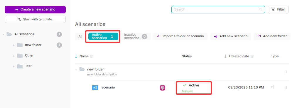 Фильтры по статусу