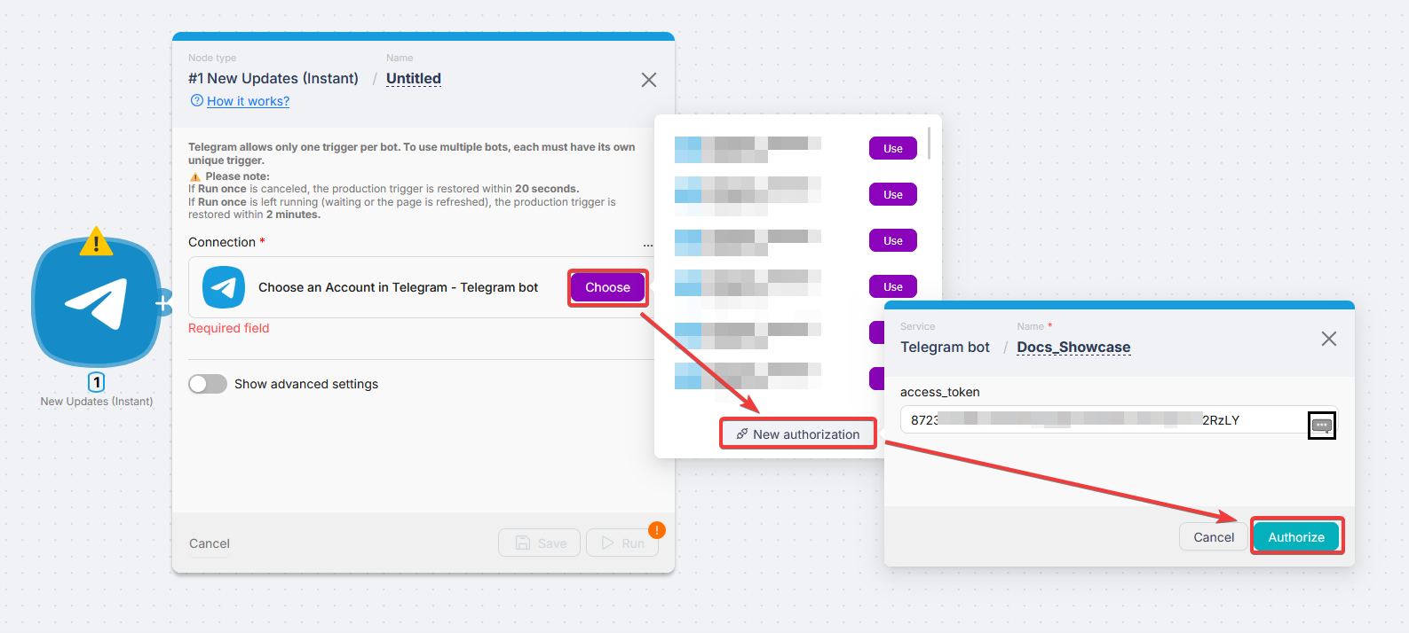 Сохранение подключения Telegram