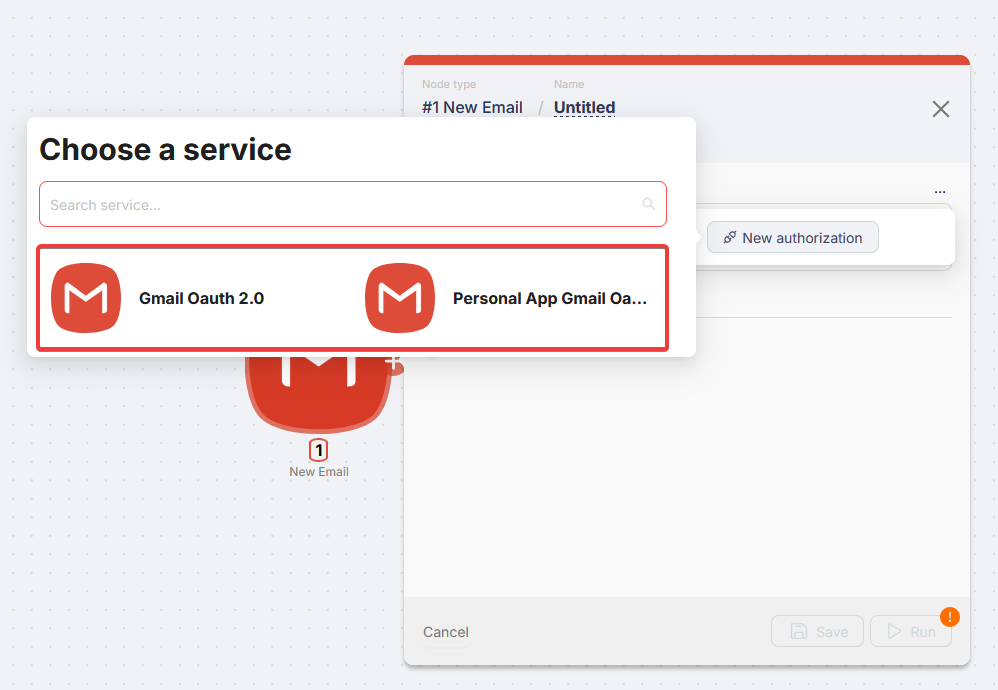 Типы подключения Gmail