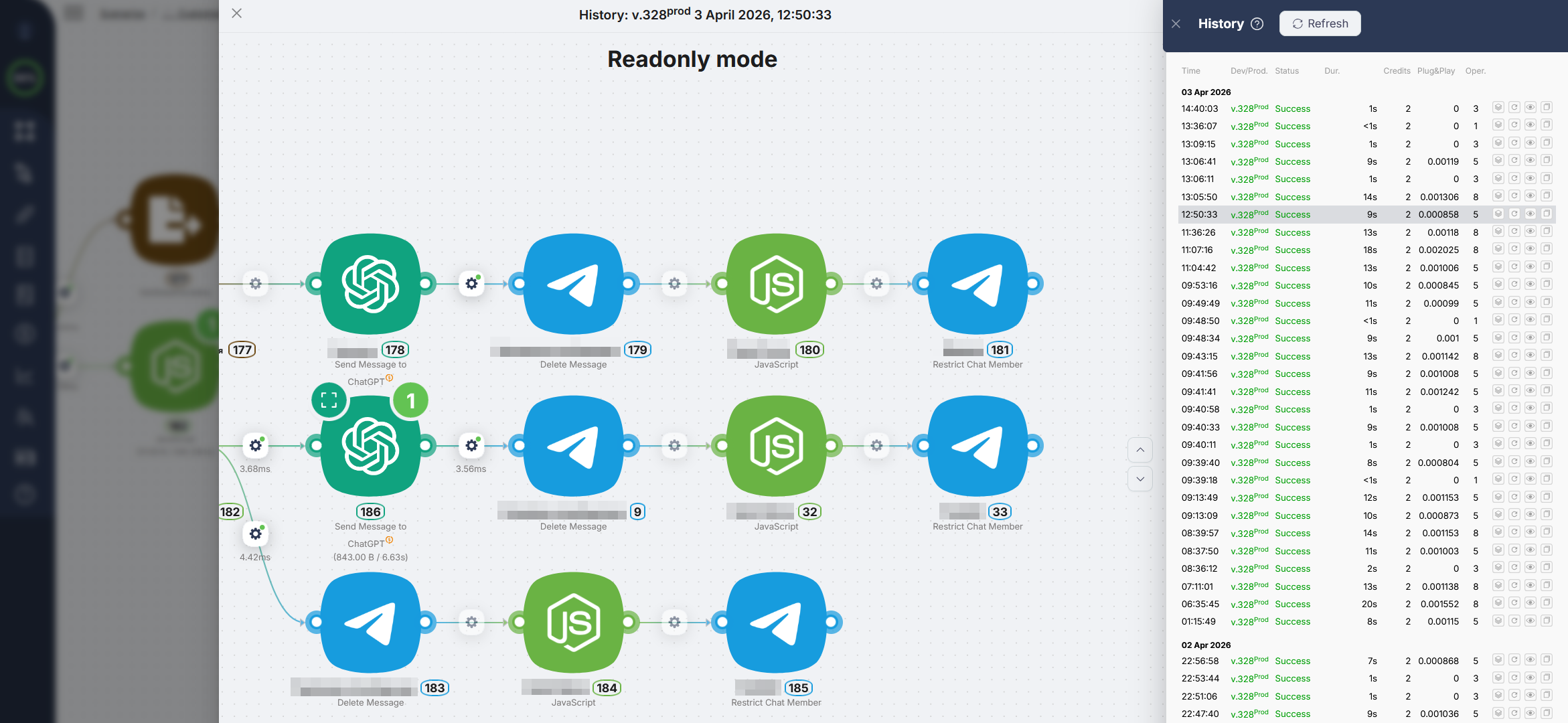 Канвас сценария в Readonly mode