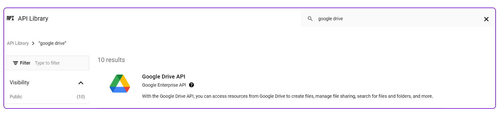 Включение API