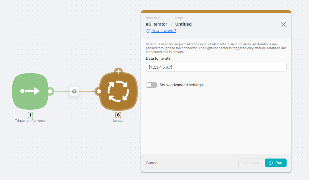 Поле Data to iterate