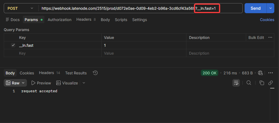Postman — URL запроса с __ln.fast=1 (fast mode)