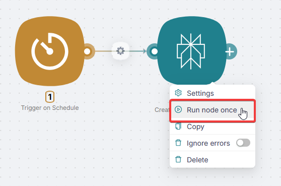 ПКМ по узлу Perplexity AI: в контекстном меню курсор на пункте «Запустить один раз»