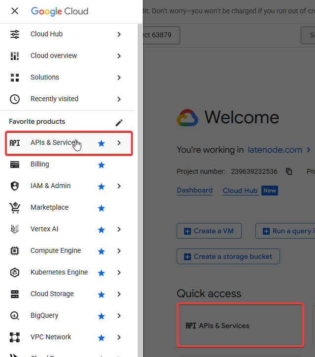 Раздел APIs and Services -> Library в Google Cloud