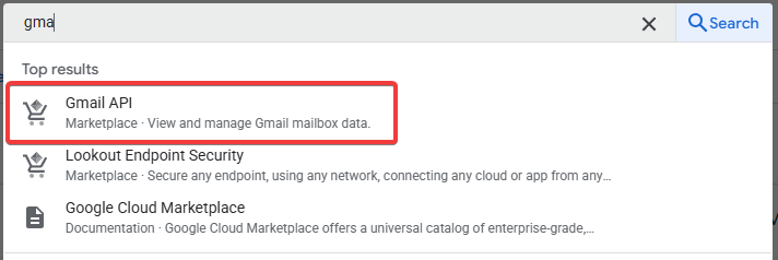 Поиск Gmail API или другого нужного API в библиотеке