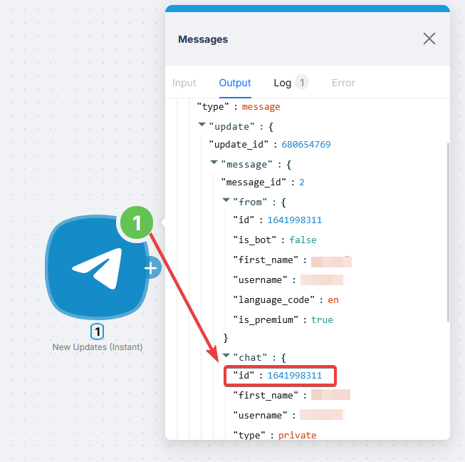 Chat ID в выводе триггера