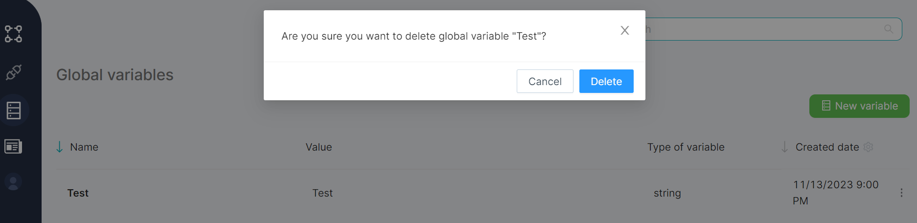 Действия меню