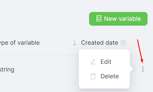 Меню переменной